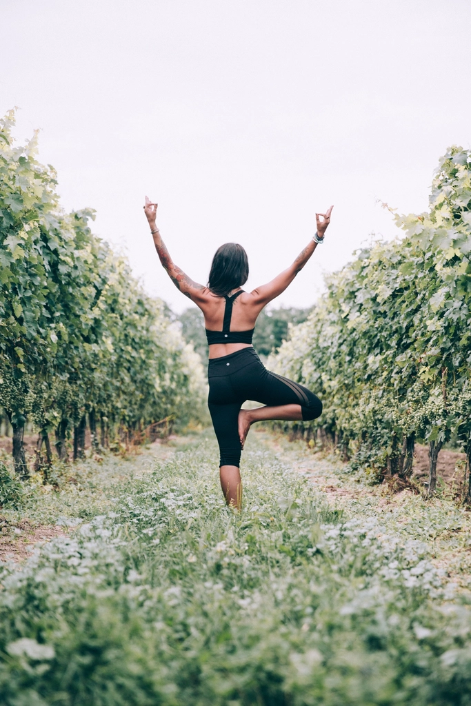 Yoga tree pose, woman wellness