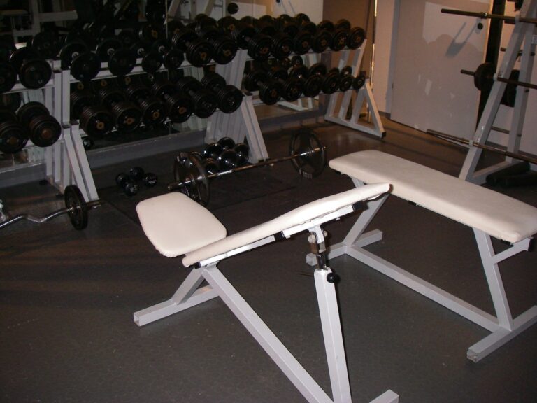 Verstellbare Hantelbank im Home-Gym mit Kurzhanteln